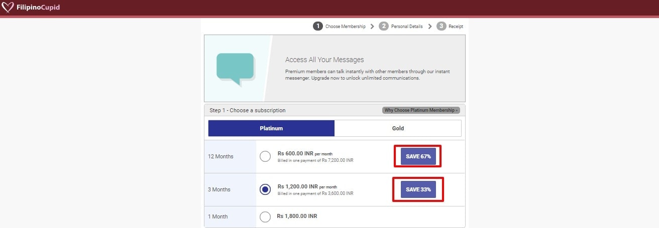 FilipinoCupid.com - pricing plan Upgrade