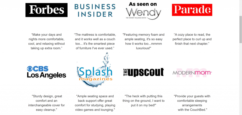 CouchBed memory foam mattress media