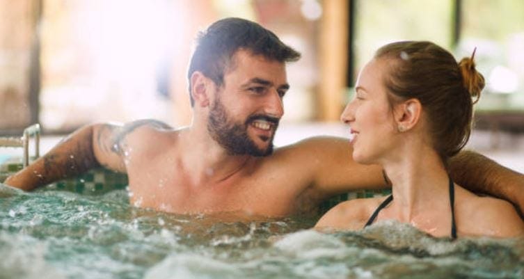 in a hot tub